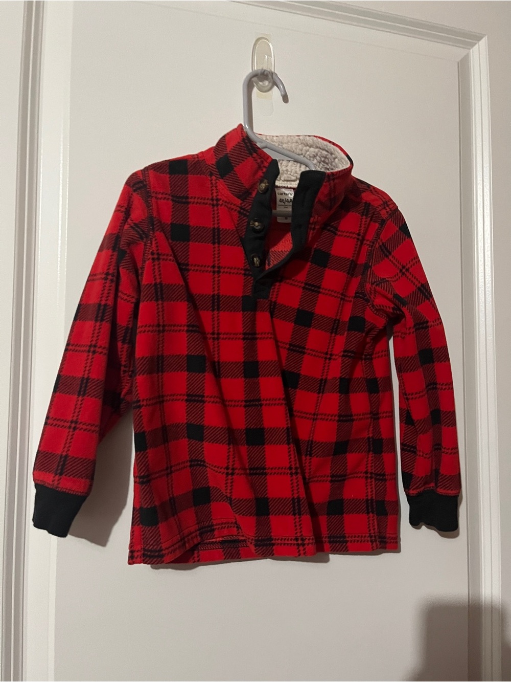 Carter's Red and Black Plaid Snap Pullover Hoodie